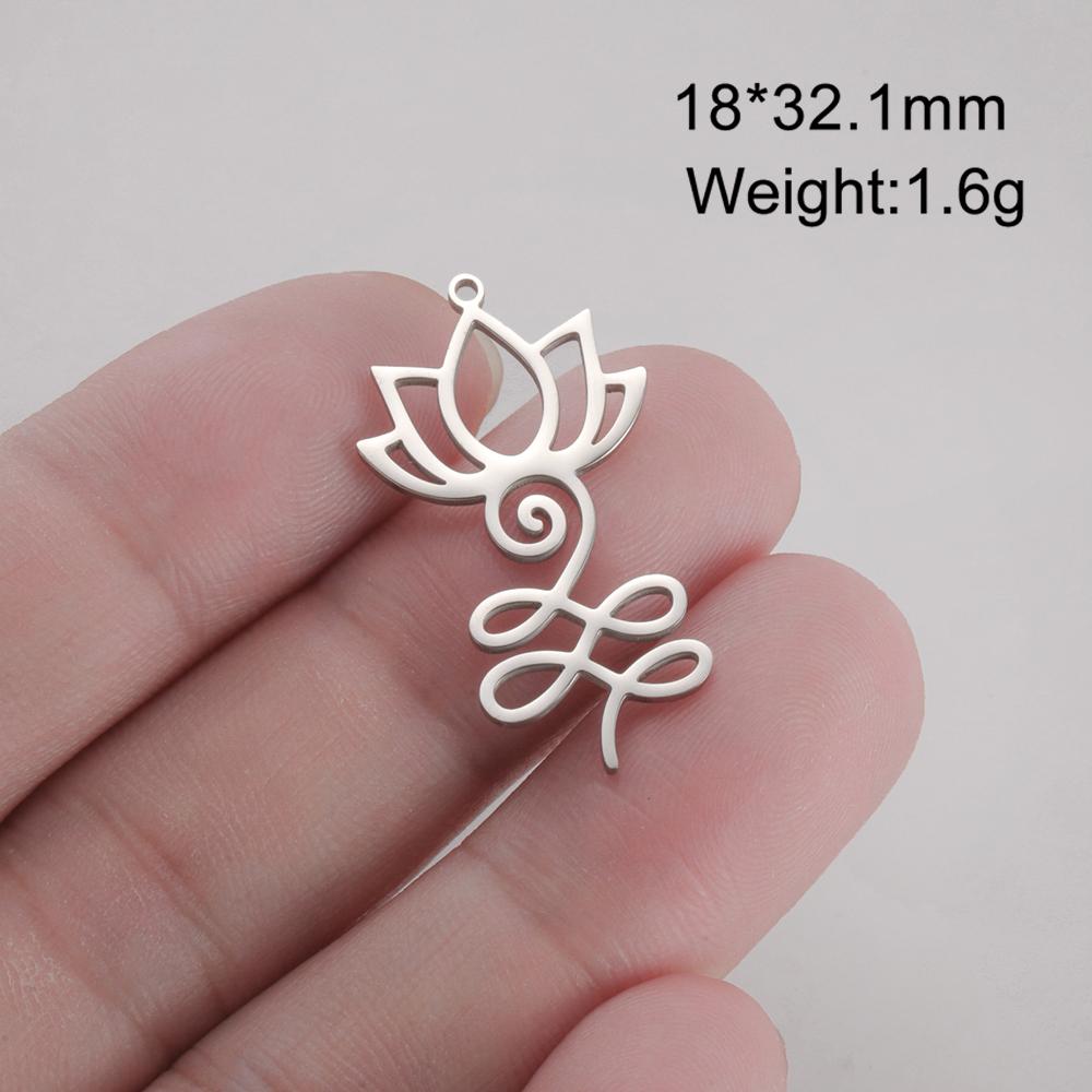 Dawapara Unalome Pendant OM Lotus Flower Charm for Jewelry Making Stainless Steel Spiritual Yoga Symbol Buddhism Accessories