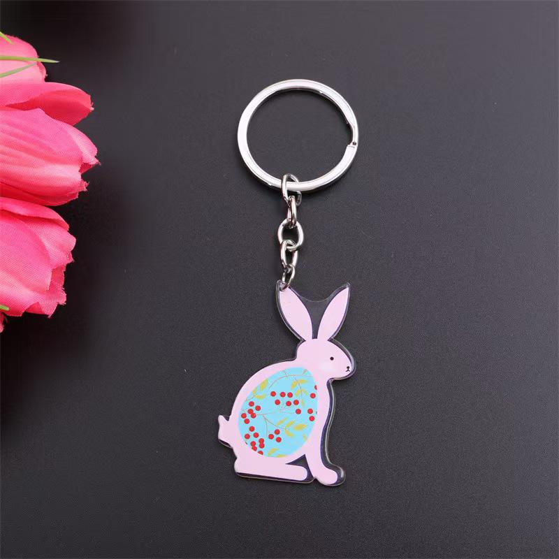 Personalized Easter Keychain: Carrot Rabbit, Colored Egg, and Little Chick Pendant for Women