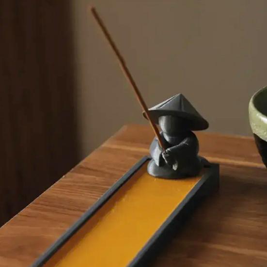 Fisherman Incense Stick Holder 3D Printed Plastic Fisherman Incense Burner Stand Home Office Desktop Decoration Ornament