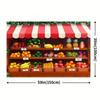 2D Cartoon Fruit Shop Backdrop Kids Birthday Market Theme Photography Background