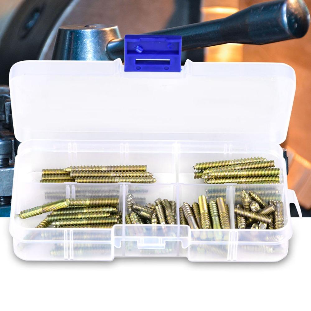 110pc Headed Dowel Screw Double Threaded Double Ended Screw Threaded Wood Screw Indoor Use