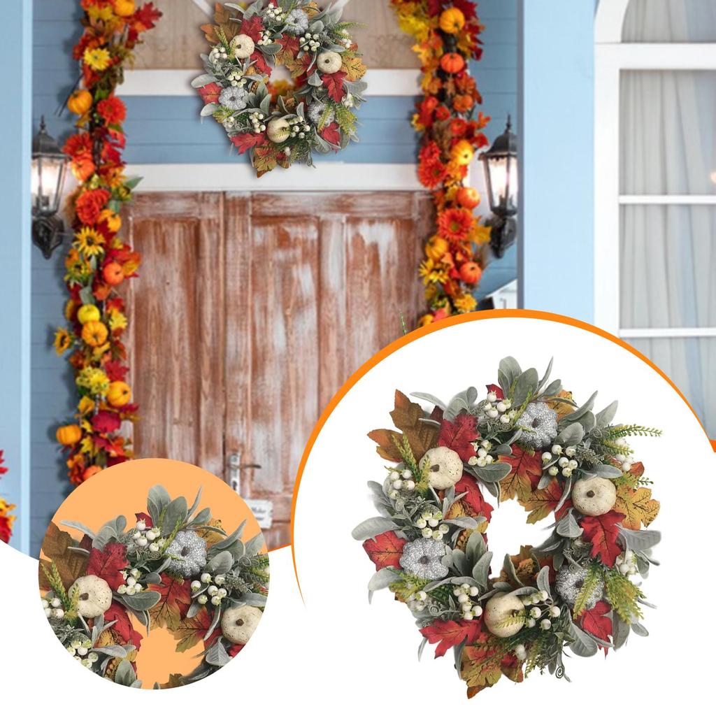 Door Autumn Fall Wreath Thanksgiving Wreaths Wall and Mantels Decoration Holiday Decor Party Favors Supplies Durable