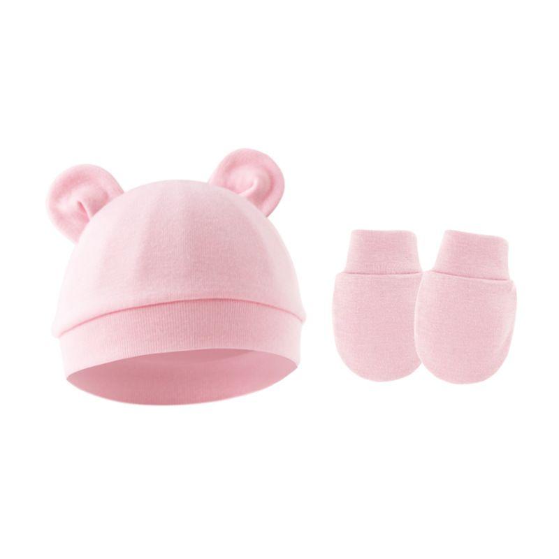 Conjunto de Chapéu e Luvas para Bebê Menina Algodão Gorro para Recém-nascidos Acessórios para Meninas Touca para Bebê Touca para Crianças Pequenas e Bebês Presente para Recém-nascidos