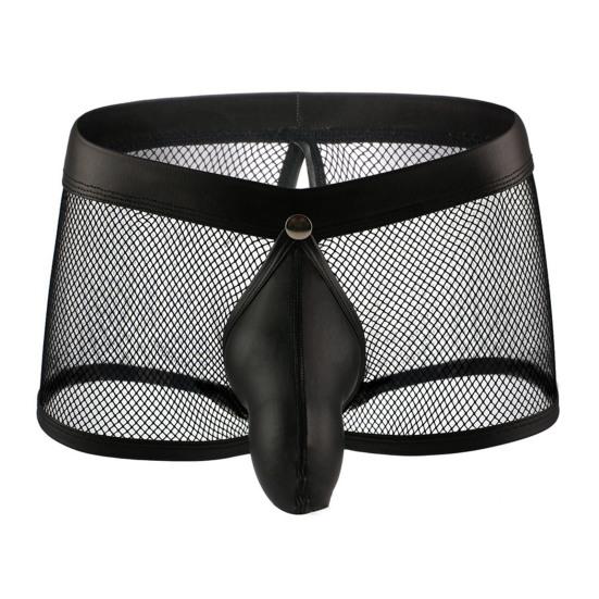Men Thongs Hollow Out Mesh Sexy Opening U Convex Super Breathable Men Boxers Inner Wear Clothes