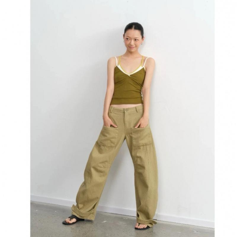 

V-образный вырез Имитация двух частей Тонкий Стройнящий Слинг S темно-коричневого