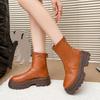 Spring/Autumn Comfortable Leather Rear Zipper Short Boots Fashion New Round Head Sexy Lace-Up Casual Walking Boots Women