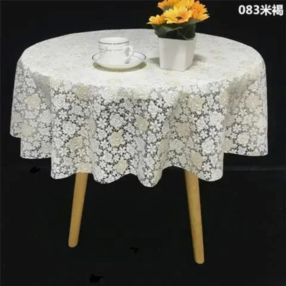 Pvc Desk Mat Printed Dustproof Table Cover Round Lace Table Waterproof Oil Resistant Scald Resistant Round Tablecloth