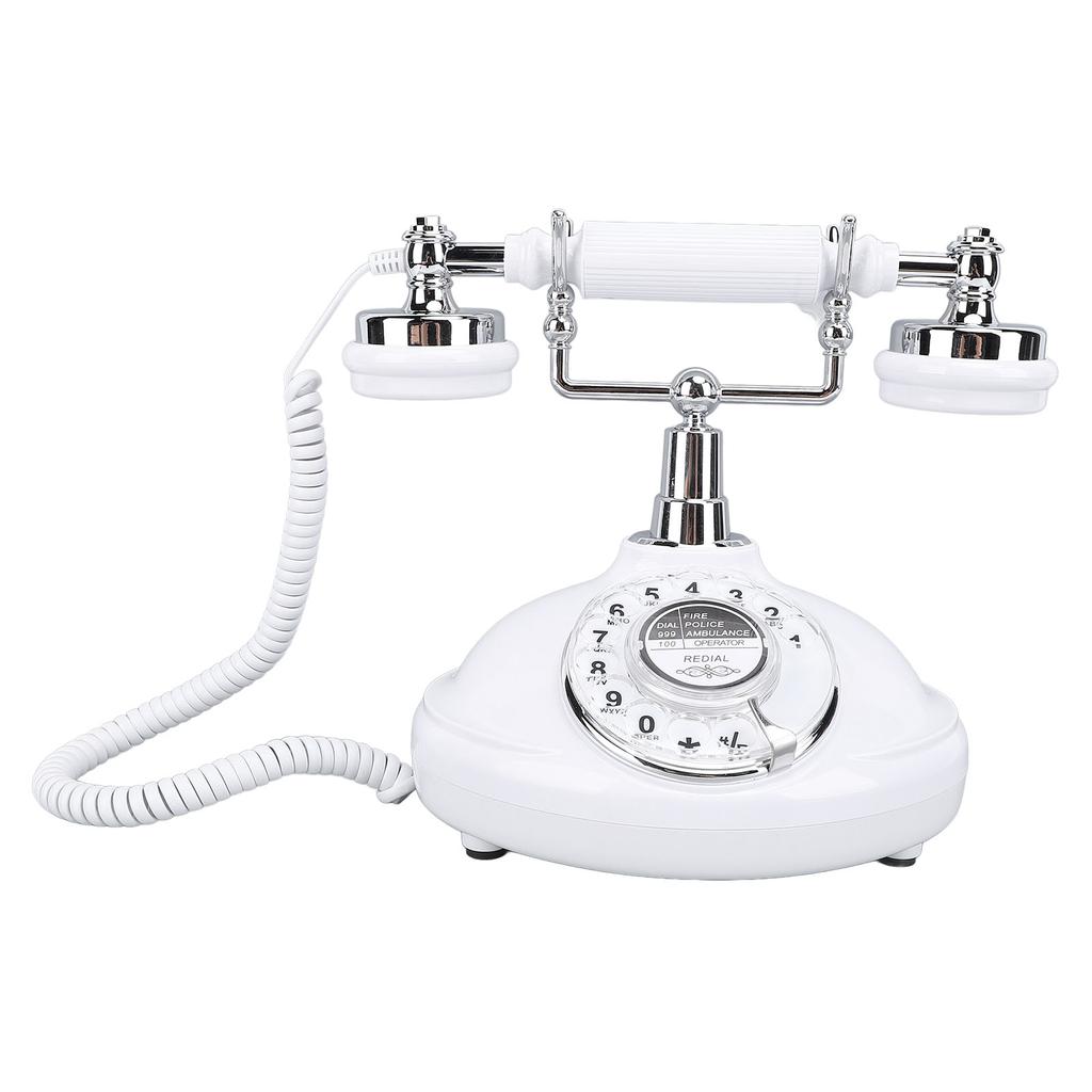 Vintage Style Rotary Phone Ringer On Off Dialing Redialing Landline Telephone Corded Desk Phone for