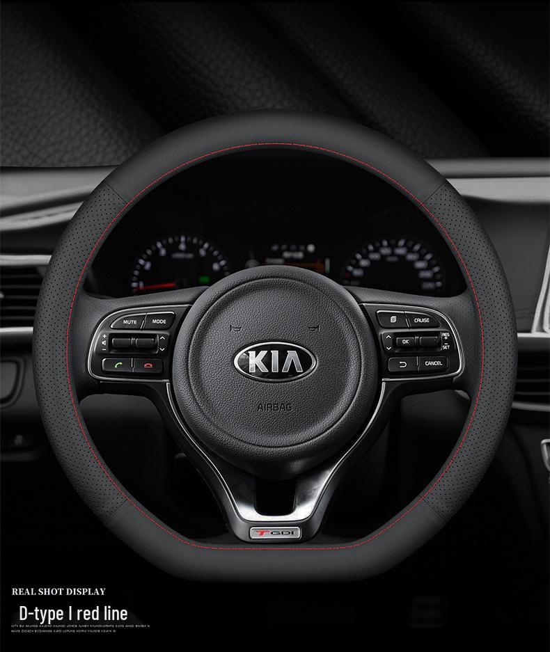 Genuine Leather Steering Wheel Cover for Kia Models: K3, Sportage, K5, Forte, K2, Cerato, KX3, KX Cross, K4, Seltos