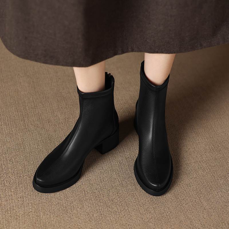Krazing Pot Microfiber Round Toe Thick Heels Modern Boots Size 42 Zip Platform Beauty Lady Women Ankle Boots