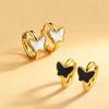 Chic Shell Butterfly Earrings for Women Girls Gold Plated Stainless Steel Hoop Earrings Fashion Daily Party Jewelry Gifts