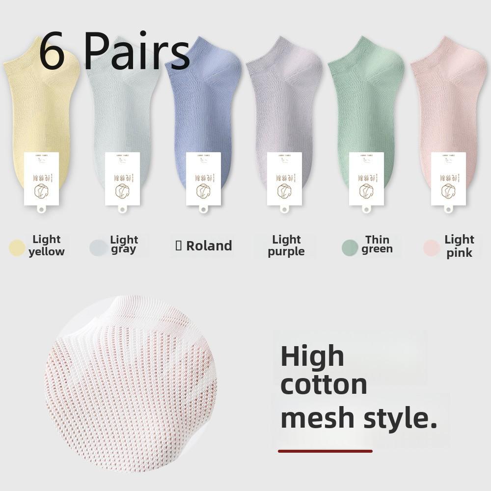 6 Pares Meias Femininas de Verão de Malha Ultrafinas Sem Costura Absorventes de Suor Calcanhar Que Não Desliza