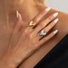 Y2K Pointed Heart Open Ring for Women Simple Metal Glossy Irregular Finger Ring Exquisite Vintage Casual Versatile Jewelry Gift