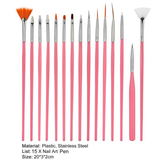 15 Pcs/Set Nail Painting Pen Images Drawing Professional Lightweight Nail Brush Long  Handle Various Shapes Pen for Women