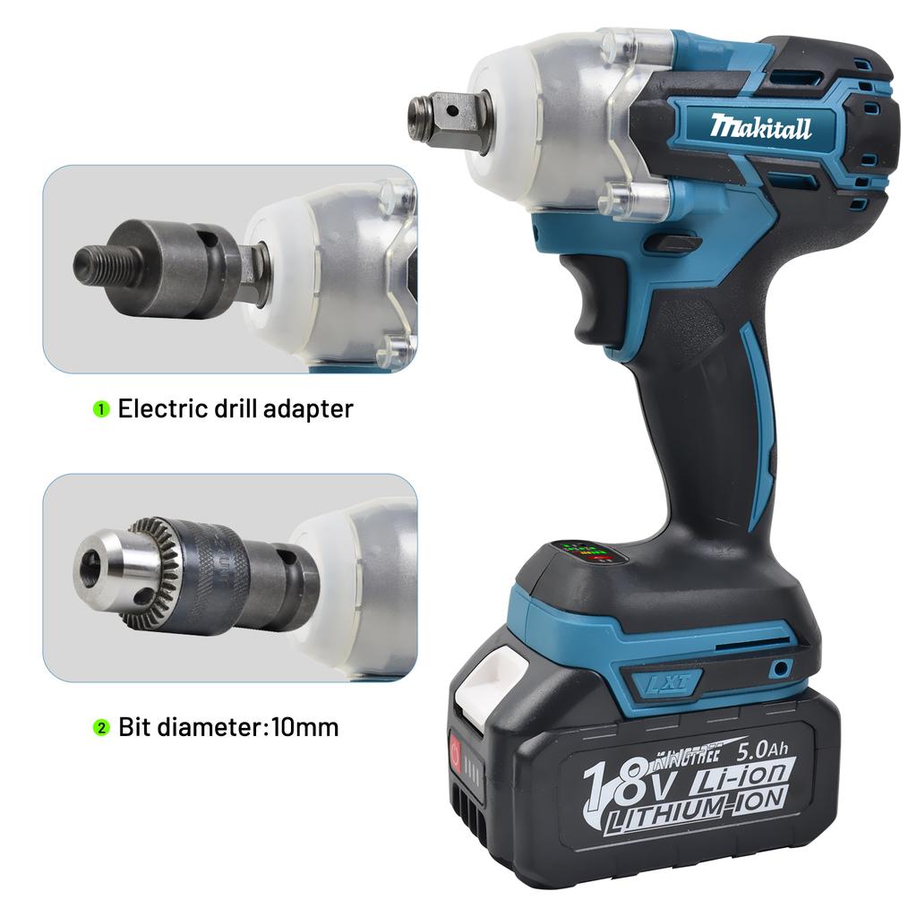 18V Cordless Electric Screwdriver Speed Brushless Impact Wrench Rechargable Drill Driver LED Light For Makita Battery Pin