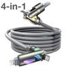 4 in 1 Functional 240W Super Fast Charge USB Type C Liquid Silicone Aluminum Alloy Data Cable For iPhone Huawei Samsung Xiaomi