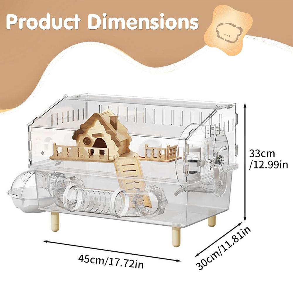 

Hamster Cage 2-Layer Clear Acrylic Pet Habitats Hamster Enclosure for Indoor Outdoor Home Yard Breeding Observation Pet Shop