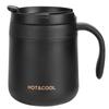 Doppelwandige Edelstahl Vakuumisolierte Kaffeebecher Tasse mit Henkel für Zuhause Büro Schwarz 350ML