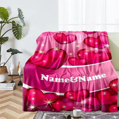 Manta Estampada Personalizada com Nome e Tema de Amor - Perfeita para Sofá, Cama, Viagem e Uso ao Ar Livre | Lavável à Máquina, Aconchegante e Durável.