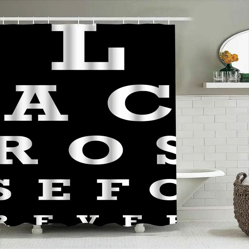 Black/White Color Blindness Shower Curtain Eye Chart Design For Bathroom Decor Universal Fit, Durable Water-Resistant Fabric Cov