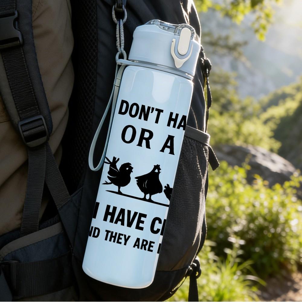 1PC I Don't Have Ducks In A Row Quote 750ml Color Plastic Sports Water Bottle Leakproof Flip Straw Lid Suitable for Sports Office Home Use