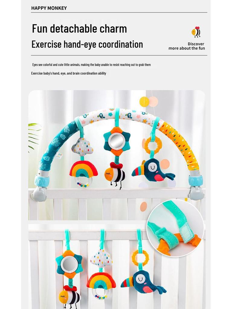 Happy Monkey Newborn Clip-On Mobile Toy: Bed, Stroller, Car Clip & Rattle Ornament.