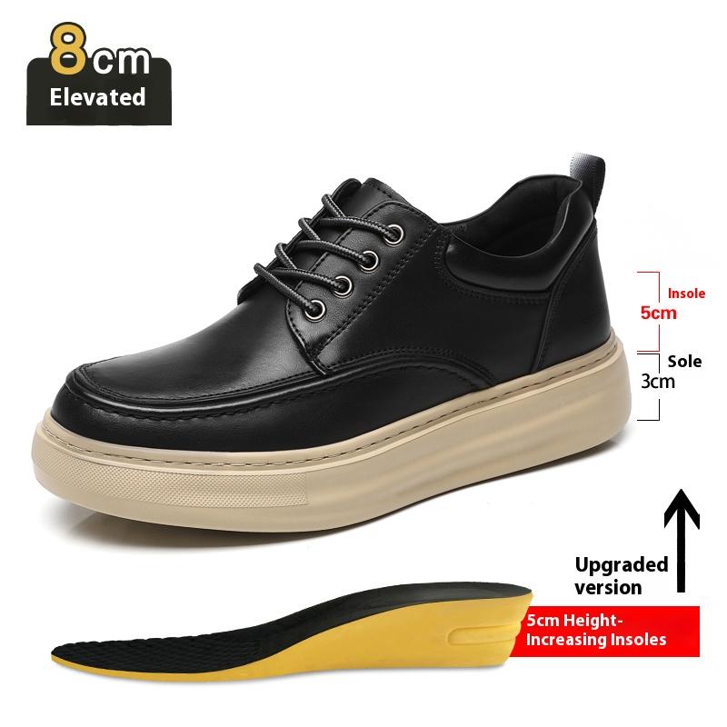 Scarpe con rialzo da uomo in vera pelle, solette per aumentare l'altezza 3/6/8CM, traspiranti, suola spessa, plateau, sneakers casual, scarpe da lavoro