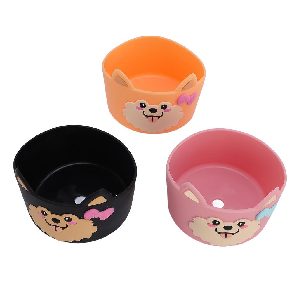 3 szt. Silikonowa osłona na butelkę Odporna na zarysowania Antypoślizgowa Kreskówkowa Uroczy pies Silikonowa osłona ochronna