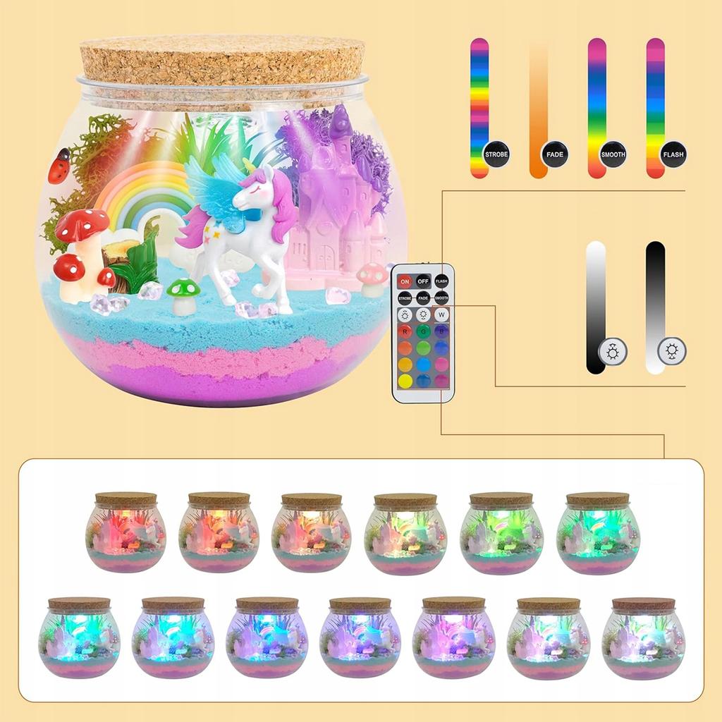 Unicorn Creative Set Night Lamp for Children Magical Terrarium Diy