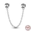 925 Silver Clasp CZ Pave Daisy Beads Stopper Clip Fit Original Bracelet Jewelry 1