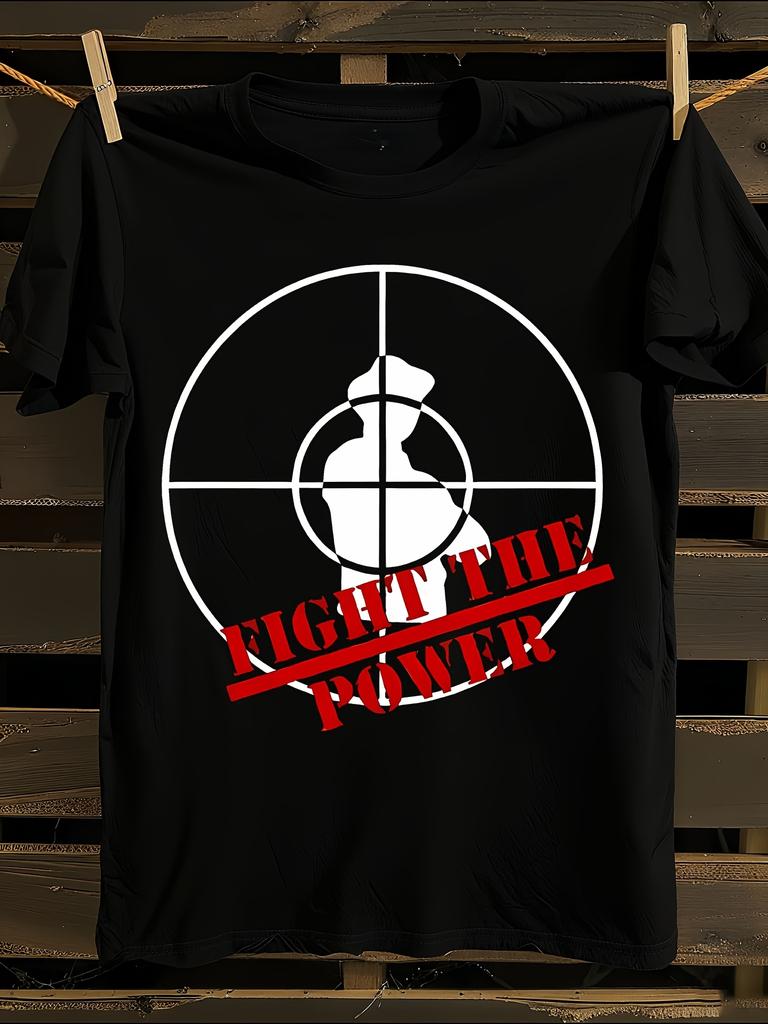 Vintage Anime 'Fight The Power' Graphic Black T-Shirt