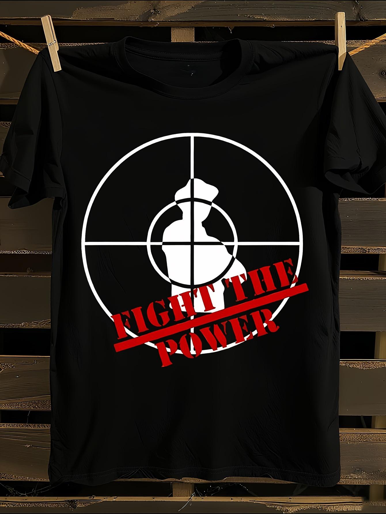 Vintage Anime Fight The Power Graphic Black T-Shirt S