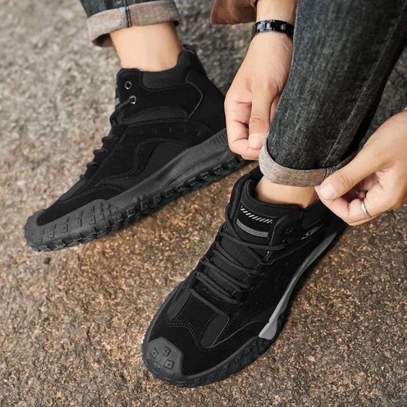 2025 Men's Platform Boots Fashion High Top Casual Sneakers Outdoor Non-slip Wear-resistant Work Boots Comfortable Hiking Shoes