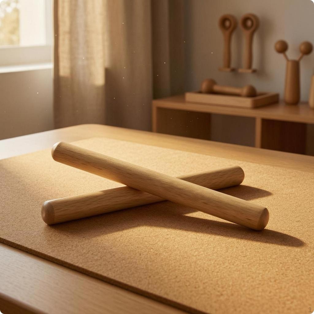 Rhythm Percussion Sticks Rounded Ends Wooden Wood for Beat Keeping