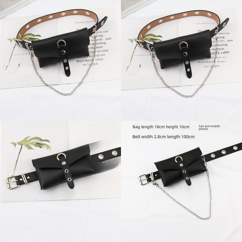 Punk Style Belt For Women With Pu Material And Adjustable Pin Buckle For Fashionable Streetwear
