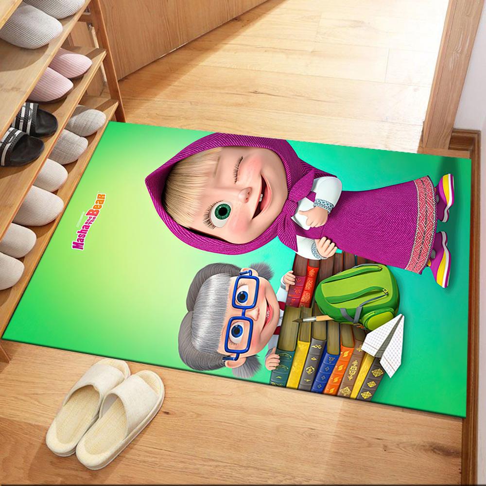 Masha Bear Floor Rug Office Rug Suitable for Outdoor Living Rooms Playrooms Balcony Anti-slip Rug Anime Office Decor