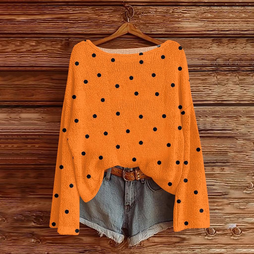 Womens  Fall Sweaters Long Sleeve Print Tops Pullover Sweaters Loose Dressy Casual Basic Clothes