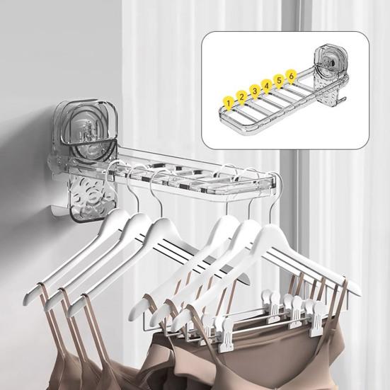 Adjustable Height Coat Hanger Strong Adsorption 5kg Load Garment Hanger Suction Cup Hook Hanger Holds 6 Clothes