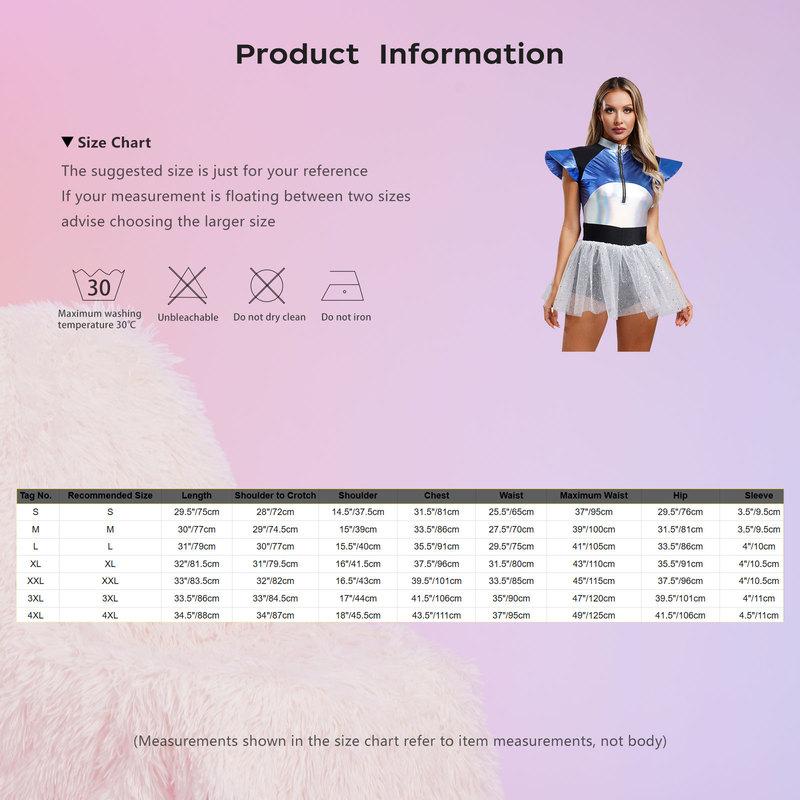 Woman's Outerspace Astronaut Alien Robot Cosplay Costume Metallic Cap Sleeve Tutu Dance Dress for Carnival Festival Halloween