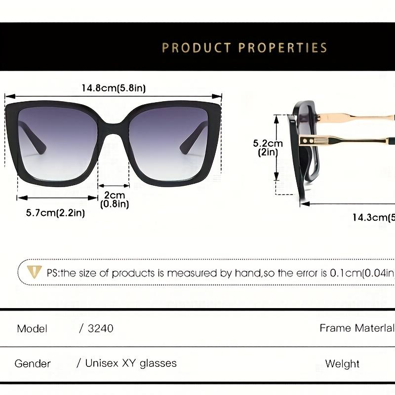 Large Gradient Square Women Sunglasses Stylish Anti Glare Driving Glasses with Metal Hinges Fashion Accessory