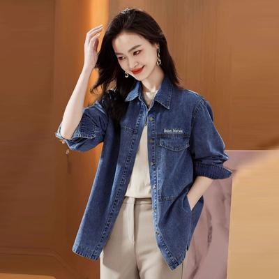 Jeanshemd Damen Plus Size, Oversize Casual Top für Frühling Herbst