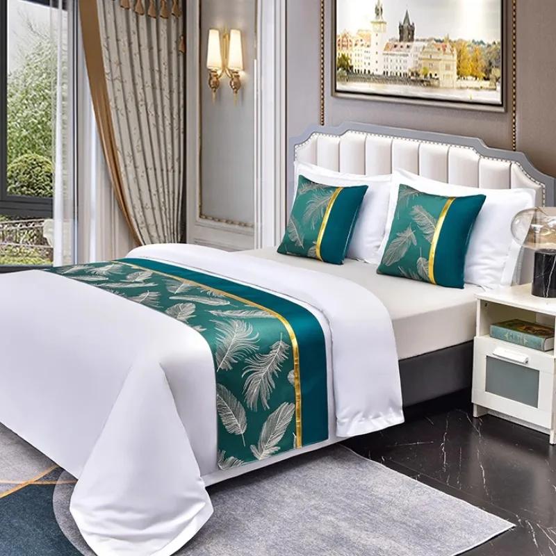 Chinese Style Fashion High Quality Bed Flag Hotel Cupboard Table Runner Decor for Home Parlor Wedding Room No Pillowcase