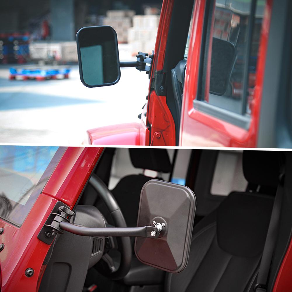 Seitenspiegel Tür Aus Spiegel Rechteckige Spiegel 4x4 Offroad Spiegel Schnellverschluss Ersatz für Jeep Wrangler