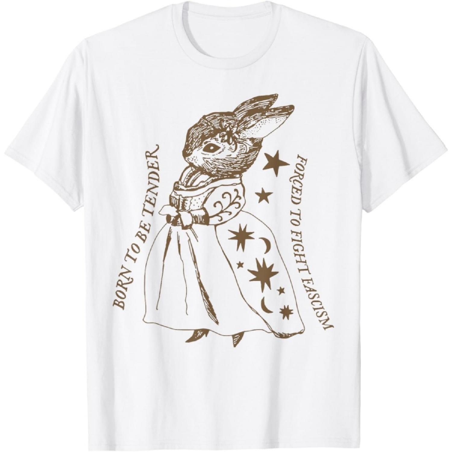 Rabbit Born To Be Tender Forced To Fight Fascism T-Shirt XXXXXL белый