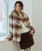 MUSINSA STANDARD WOMAN Women'S Alpaca Blend Check Short Duffle Coat [Mustard]