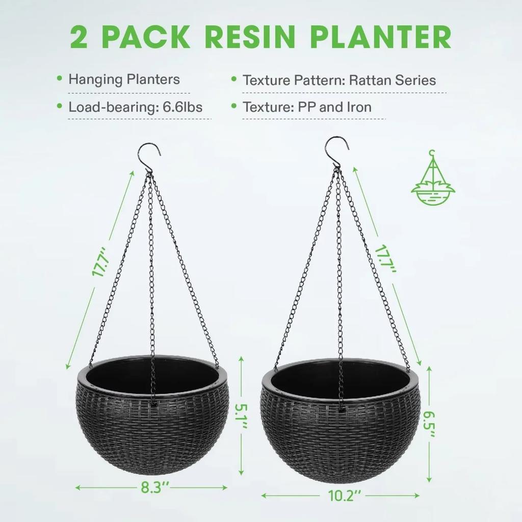 1pc Hanging Planters Self Watering Hanging Baskets for Indoor Outdoor Plants Flower Plant Pot Garden Planters 2 Different Pieces