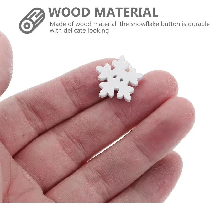 50pcs Snowflake Buttons Christmas Wooden 18mm White Buttons for Knitting Sewing DIY Scrapbook Crafts Xmas Decoration