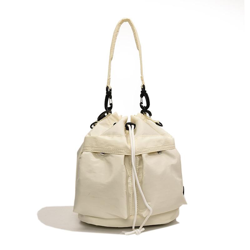 Popular small backpack women 2025 new fashion versatile large capacity nylon shoulder bucket bag girl messenger bag