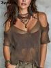 Women's Short Sleeve Solid Color Top, Fashion Summer New Arrivals, Versatile Off-Shoulder Knit Women's Clothing