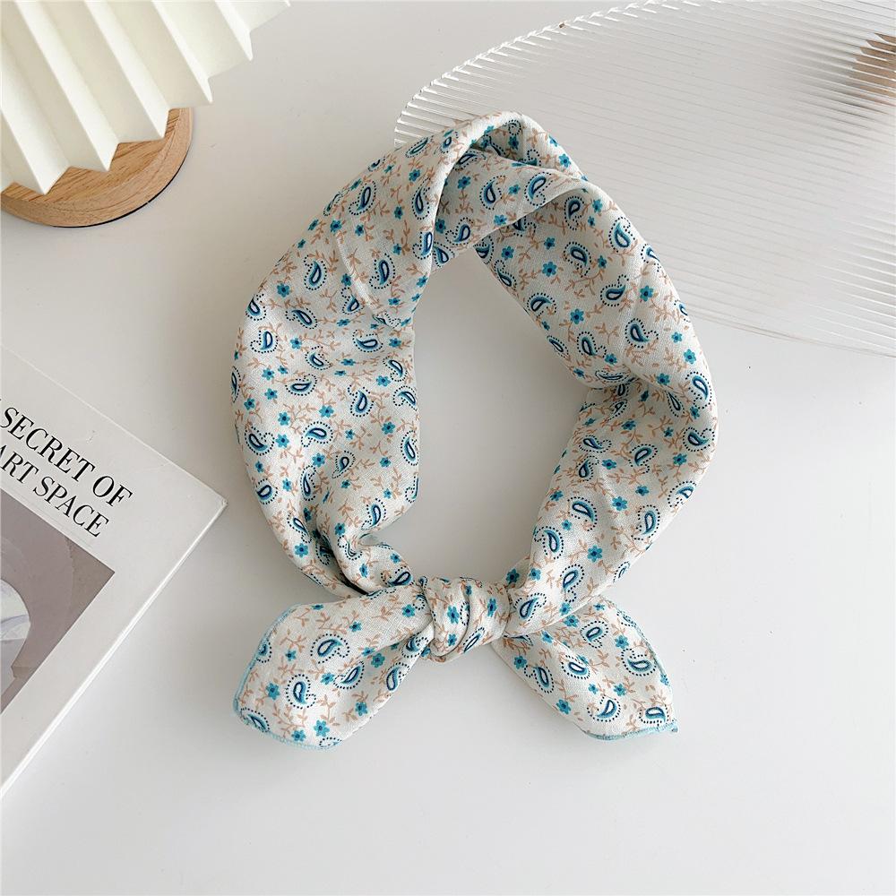 Cotton And Linen Small Square Scarf Silk Scarf Women'S Spring And Autumn New Style Artistic And Versatile Fashionable Temperament Headband Scarf